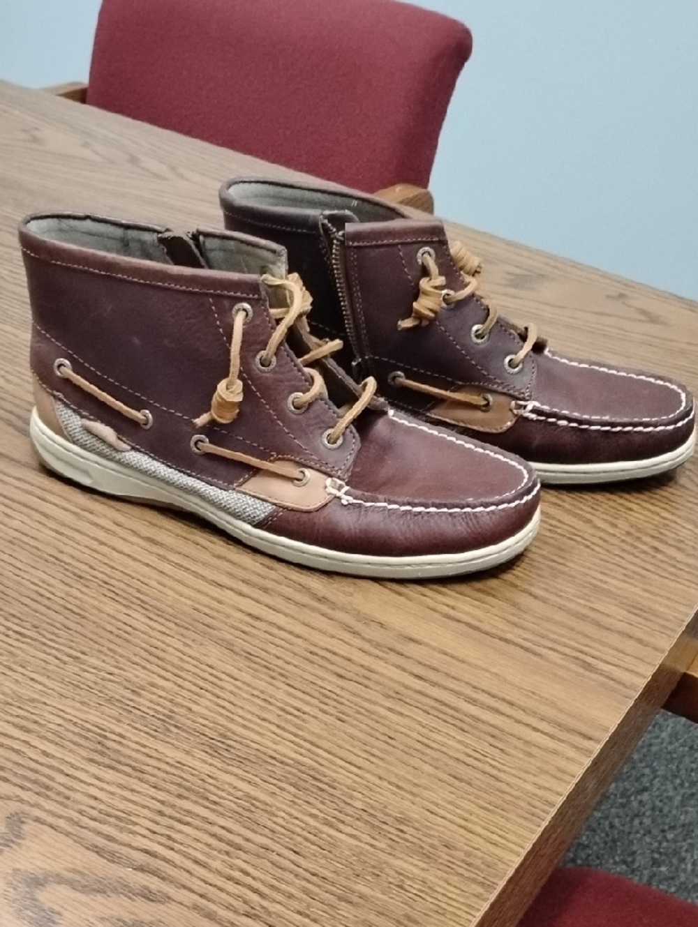 Sperry Top-Sider Hi-Top Brown Leather Casual Moc Toe Boat Shoes w/Zip, Sz 10 - Picture 4 of 11